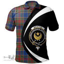 ScotsTee Shop Scottish Beattie Modern Clan Crest Personalized Tartan Polo Shirt Circle Style Back Shirt with Your Text