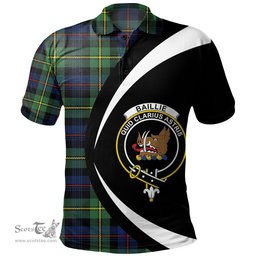 ScotsTee Shop Scottish Baillie Modern Clan Crest Personalized Tartan Polo Shirt Circle Style Back Shirt with Your Text