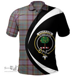 ScotsTee Shop Scottish Anderson of Kinneddar Hunting Weathered Clan Crest Personalized Tartan Polo Shirt Circle Style Back Shirt with Your Text