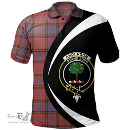ScotsTee Shop Scottish Anderson of Kinneddar Red Ancient Clan Crest Personalized Tartan Polo Shirt Circle Style Back Shirt with Your Text
