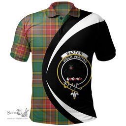 ScotsTee Shop Scottish Baxter of Balgavies Ancient Clan Crest Personalized Tartan Polo Shirt Circle Style Back Shirt with Your Text