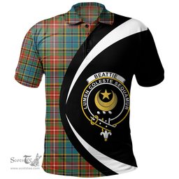 ScotsTee Shop Scottish Beattie Ancient Clan Crest Personalized Tartan Polo Shirt Circle Style Back Shirt with Your Text