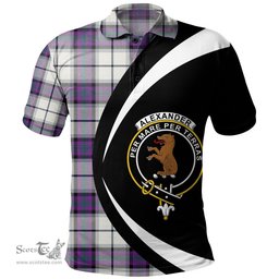 ScotsTee Shop Scottish Alexander of Menstry Dress Modern Clan Crest Personalized Tartan Polo Shirt Circle Style Back Shirt with Your Text