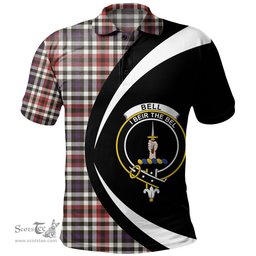 ScotsTee Shop Scottish Bell Border (Bell Southern Bell) Weathered Clan Crest Personalized Tartan Polo Shirt Circle Style Back Shirt with Your Text