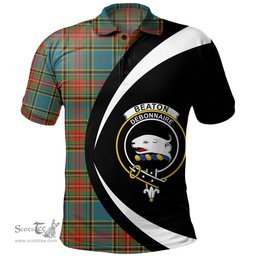 ScotsTee Shop Scottish Beaton Ancient Clan Crest Personalized Tartan Polo Shirt Circle Style Back Shirt with Your Text