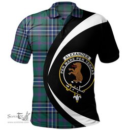 ScotsTee Shop Scottish Alexander of Menstry Hunting Modern Clan Crest Personalized Tartan Polo Shirt Circle Style Back Shirt with Your Text
