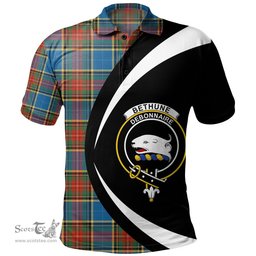 ScotsTee Shop Scottish Bethune Ancient Clan Crest Personalized Tartan Polo Shirt Circle Style Back Shirt with Your Text