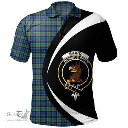 ScotsTee Shop Scottish Baird Ancient Clan Crest Personalized Tartan Polo Shirt Circle Style Back Shirt with Your Text