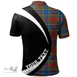 ScotsTee Shop Scottish Bethune Modern Clan Crest Personalized Tartan Polo Shirt Circle Style Back Shirt with Your Text