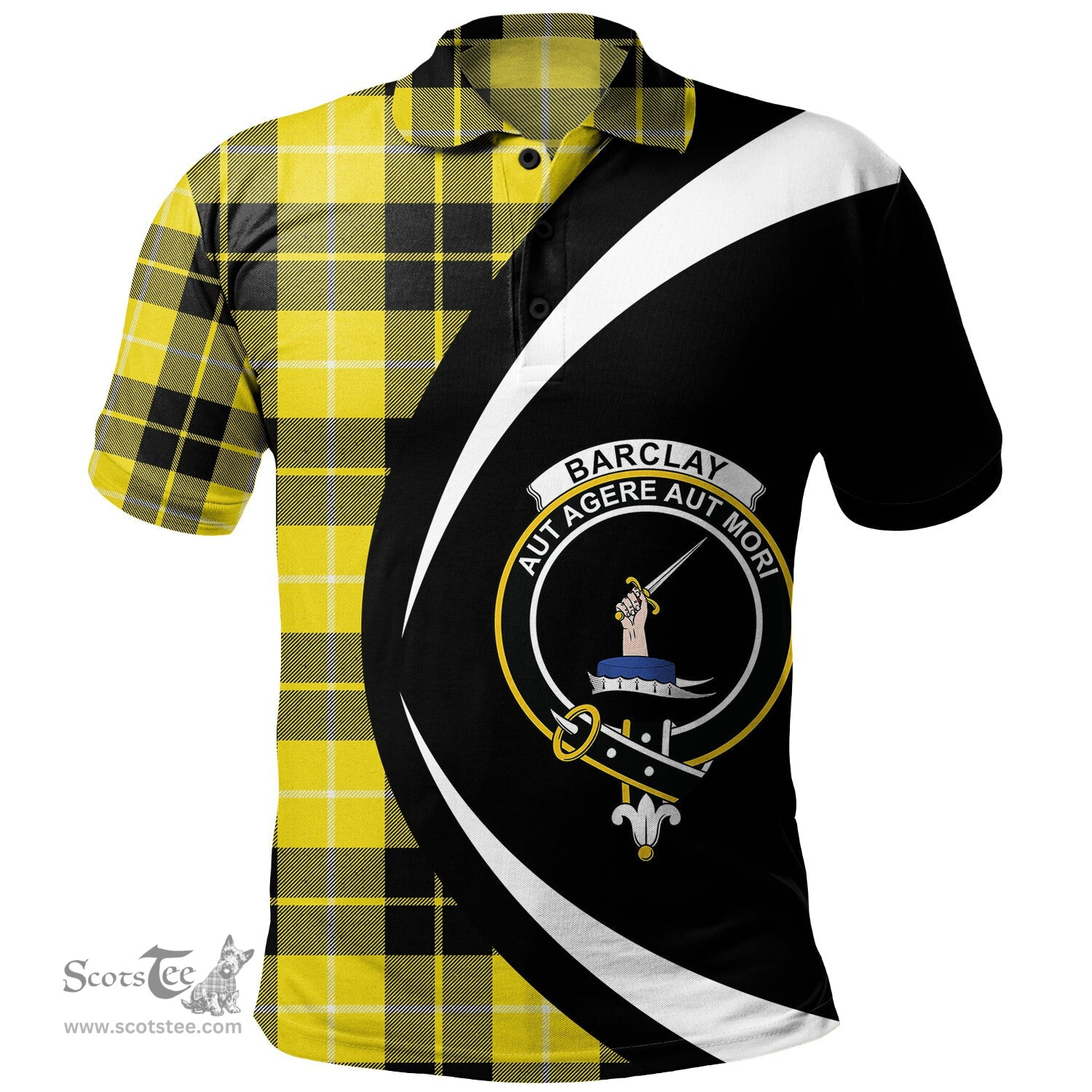 ScotsTee Shop Scottish Barclay Dress Modern Clan Crest Personalized Tartan Polo Shirt Circle Style Back Shirt with Your Text
