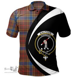 ScotsTee Shop Scottish Balfour Modern Clan Crest Personalized Tartan Polo Shirt Circle Style Back Shirt with Your Text