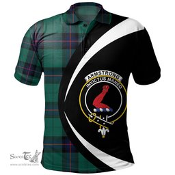 ScotsTee Shop Scottish Armstrong Modern Clan Crest Personalized Tartan Polo Shirt Circle Style Back Shirt with Your Text