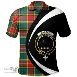 ScotsTee Shop Scottish Baxter of Balgavies Modern Clan Crest Personalized Tartan Polo Shirt Circle Style Back Shirt with Your Text