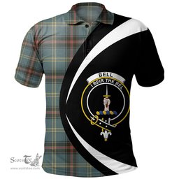 ScotsTee Shop Scottish Bell of the Borders Weathered Clan Crest Personalized Tartan Polo Shirt Circle Style Back Shirt with Your Text