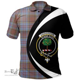 ScotsTee Shop Scottish Anderson Weathered Clan Crest Personalized Tartan Polo Shirt Circle Style Back Shirt with Your Text