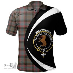 ScotsTee Shop Scottish Alexander Hunting Weathered Clan Crest Personalized Tartan Polo Shirt Circle Style Back Shirt with Your Text