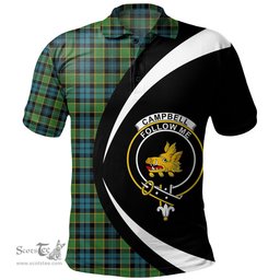 ScotsTee Shop Scottish Campbell of Breadalbane Ancient 2 Clan Crest Personalized Tartan Polo Shirt Circle Style Back Shirt with Your Text