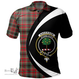 ScotsTee Shop Scottish Anderson of Arbrake Clan Crest Personalized Tartan Polo Shirt Circle Style Back Shirt with Your Text