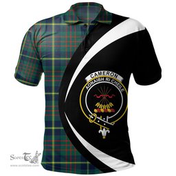 ScotsTee Shop Scottish Cameron of Lochiel Hunting Modern 2 Clan Crest Personalized Tartan Polo Shirt Circle Style Back Shirt with Your Text