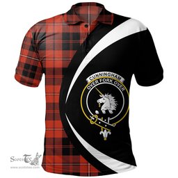 ScotsTee Shop Scottish Cunningham Ancient Clan Crest Personalized Tartan Polo Shirt Circle Style Back Shirt with Your Text