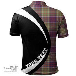 ScotsTee Shop Scottish Bowie Weathered Clan Crest Personalized Tartan Polo Shirt Circle Style Back Shirt with Your Text