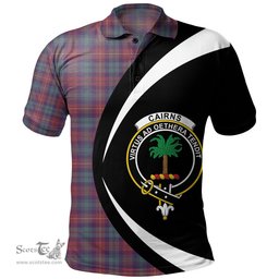 ScotsTee Shop Scottish Cairns of Finavon Weathered Clan Crest Personalized Tartan Polo Shirt Circle Style Back Shirt with Your Text