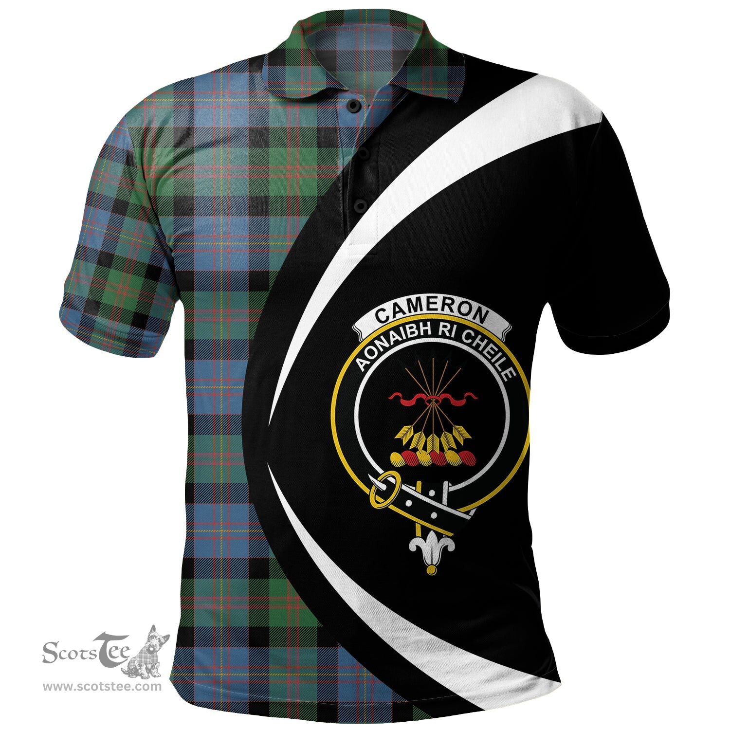 ScotsTee Shop Scottish Cameron of Erracht #3 Ancient 2 Clan Crest Personalized Tartan Polo Shirt Circle Style Back Shirt with Your Text