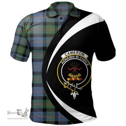 ScotsTee Shop Scottish Cameron of Erracht #3 Ancient 2 Clan Crest Personalized Tartan Polo Shirt Circle Style Back Shirt with Your Text