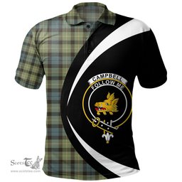 ScotsTee Shop Scottish Campbell of Breadalbane 1819 Weathered 2 Clan Crest Personalized Tartan Polo Shirt Circle Style Back Shirt with Your Text