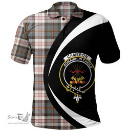 ScotsTee Shop Scottish Cameron of Erracht Dress Weathered 2 Clan Crest Personalized Tartan Polo Shirt Circle Style Back Shirt with Your Text