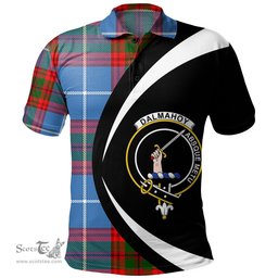 ScotsTee Shop Scottish Dalmahoy Clan Crest Personalized Tartan Polo Shirt Circle Style Back Shirt with Your Text