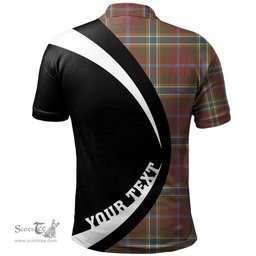 ScotsTee Shop Scottish Currie of Arran Weathered Clan Crest Personalized Tartan Polo Shirt Circle Style Back Shirt with Your Text
