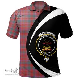 ScotsTee Shop Scottish Cameron of Lochiel #2 (Munro #2) Weathered Clan Crest Personalized Tartan Polo Shirt Circle Style Back Shirt with Your Text