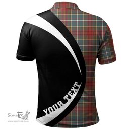 ScotsTee Shop Scottish Crozier Weathered Clan Crest Personalized Tartan Polo Shirt Circle Style Back Shirt with Your Text