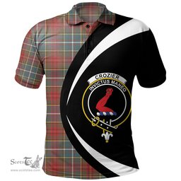ScotsTee Shop Scottish Crozier Weathered Clan Crest Personalized Tartan Polo Shirt Circle Style Back Shirt with Your Text
