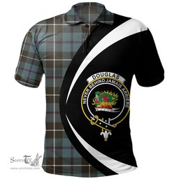 ScotsTee Shop Scottish Douglas Weathered Clan Crest Personalized Tartan Polo Shirt Circle Style Back Shirt with Your Text