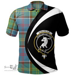 ScotsTee Shop Scottish Colville District Clan Crest Personalized Tartan Polo Shirt Circle Style Back Shirt with Your Text