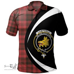 ScotsTee Shop Scottish Campbell of Lochlane Weathered 2 Clan Crest Personalized Tartan Polo Shirt Circle Style Back Shirt with Your Text