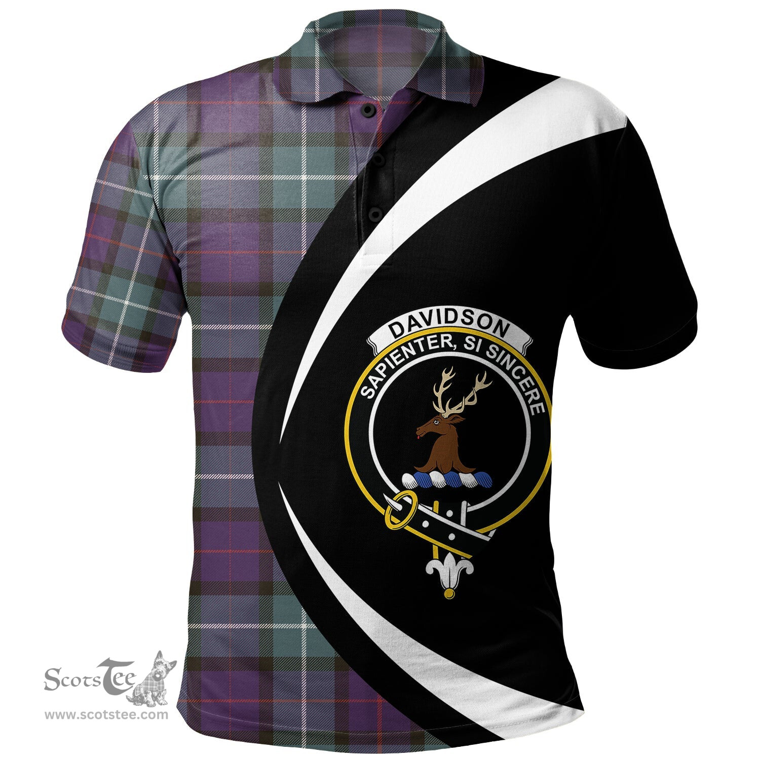 ScotsTee Shop Scottish Davidson Weathered Clan Crest Personalized Tartan Polo Shirt Circle Style Back Shirt with Your Text