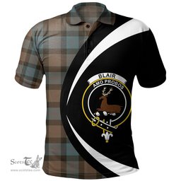ScotsTee Shop Scottish Blair Weathered Clan Crest Personalized Tartan Polo Shirt Circle Style Back Shirt with Your Text