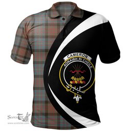 ScotsTee Shop Scottish Cameron of Erracht Weathered 2 Clan Crest Personalized Tartan Polo Shirt Circle Style Back Shirt with Your Text