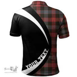 ScotsTee Shop Scottish Brown (Broun) Weathered Clan Crest Personalized Tartan Polo Shirt Circle Style Back Shirt with Your Text