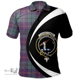 ScotsTee Shop Scottish Carmichael Weathered 2 Clan Crest Personalized Tartan Polo Shirt Circle Style Back Shirt with Your Text