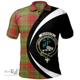 ScotsTee Shop Scottish Burnett of Powis Modern Clan Crest Personalized Tartan Polo Shirt Circle Style Back Shirt with Your Text