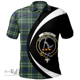 ScotsTee Shop Scottish Blyth Clan Crest Personalized Tartan Polo Shirt Circle Style Back Shirt with Your Text