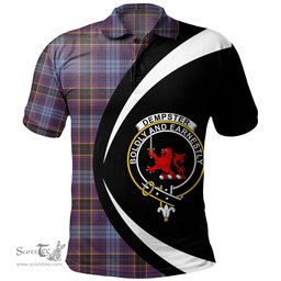ScotsTee Shop Scottish Dempster Weathered Clan Crest Personalized Tartan Polo Shirt Circle Style Back Shirt with Your Text