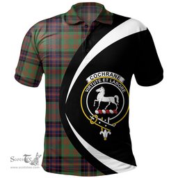 ScotsTee Shop Scottish Cochrane (Cochran) Modern Clan Crest Personalized Tartan Polo Shirt Circle Style Back Shirt with Your Text