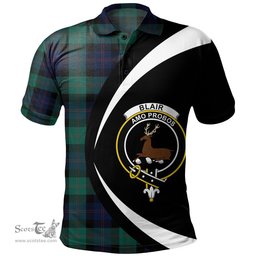 ScotsTee Shop Scottish Blair Modern Clan Crest Personalized Tartan Polo Shirt Circle Style Back Shirt with Your Text
