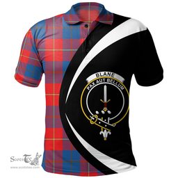 ScotsTee Shop Scottish Blane Clan Crest Personalized Tartan Polo Shirt Circle Style Back Shirt with Your Text
