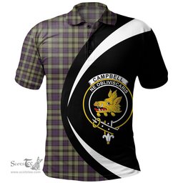 ScotsTee Shop Scottish Campbell of Argyll 1815 Weathered 2 Clan Crest Personalized Tartan Polo Shirt Circle Style Back Shirt with Your Text